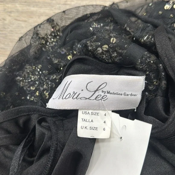 Mori Lee Black and Gold Mini Dress Size 4 - Picture 5 of 5
